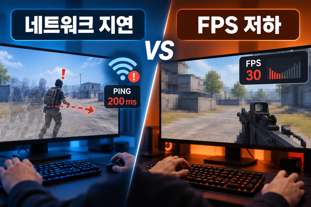 게임 렉 해결을 위한 네트워크 지연과 FPS 저하 차이