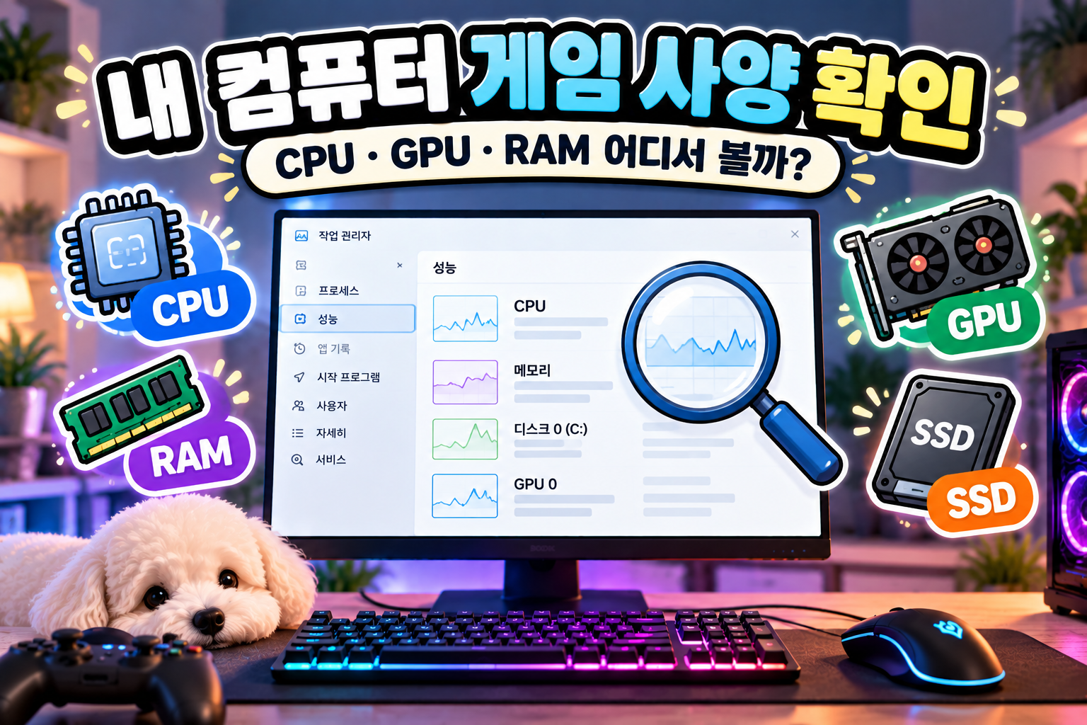게임 사양 확인 내 컴퓨터 CPU GPU RAM 확인 방법