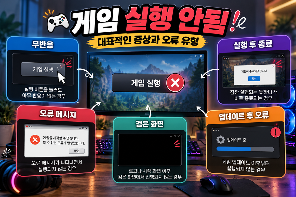 게임 실행 안됨 대표적인 증상과 오류 유형