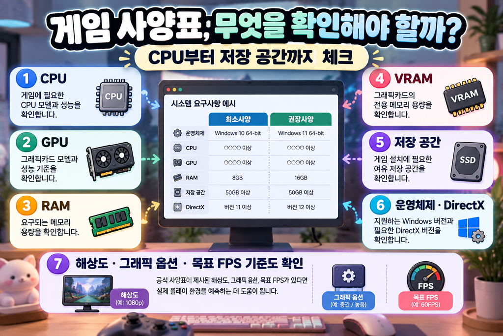 게임 권장사양 확인을 위한 시스템 요구사항 점검 순서